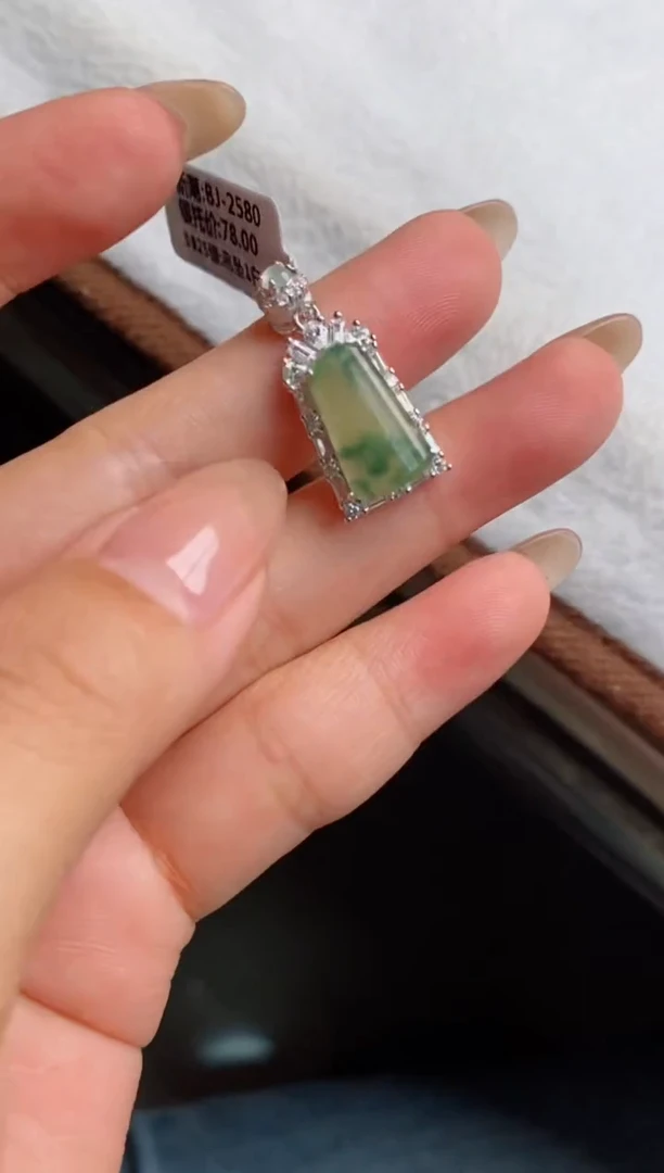银S925镶嵌戒指翡翠天然A货翡翠