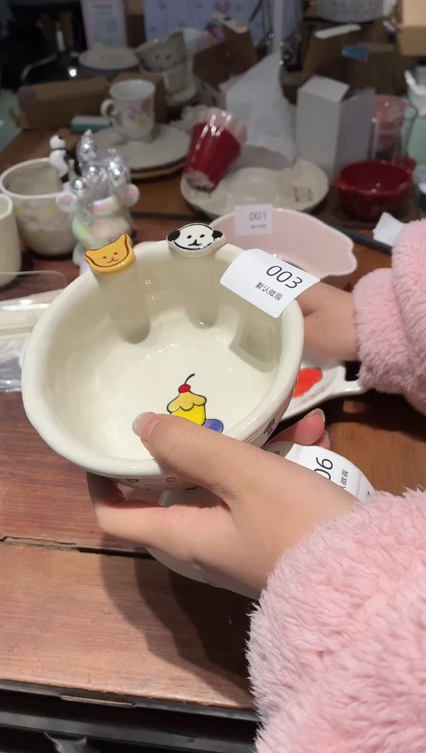 瓷003 纽扣小狗 碗 瑕疵
