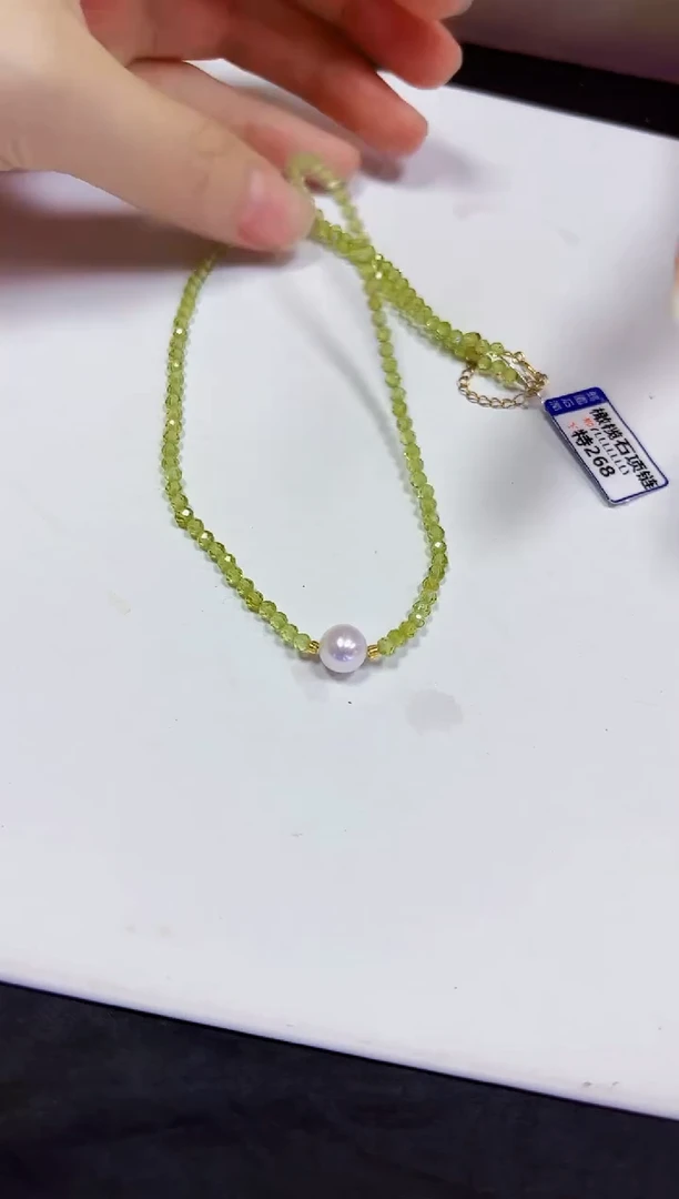 颈饰银S925镶嵌橄榄石项链