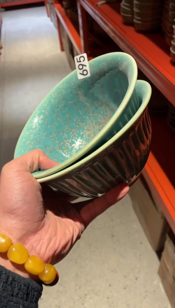 瓷片喵***?695绿松石云纹碗2个