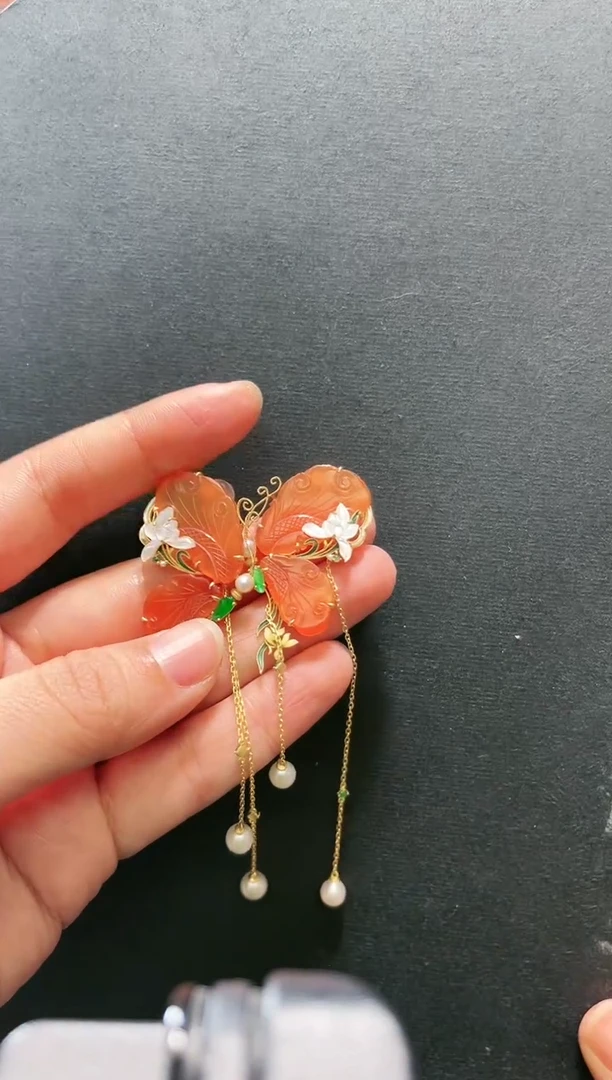 【闪购商品】玛瑙/玉髓耳饰18K金镶嵌支持48小时鉴赏