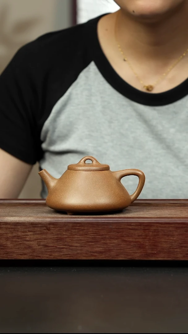 紫砂茶壶桃花泥 黄色 大子冶石瓢