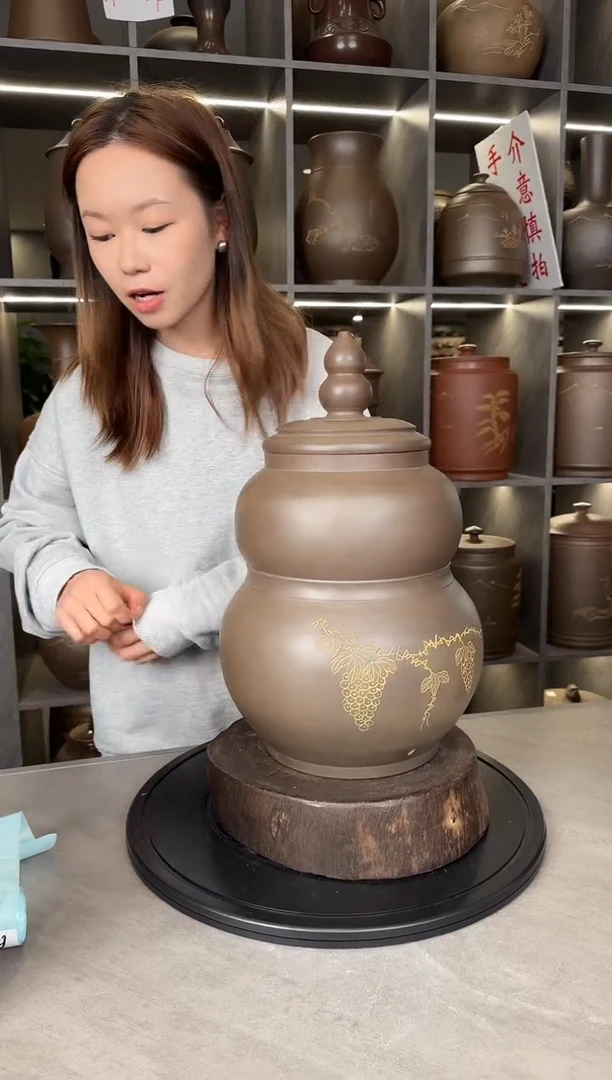 【闪购商品】罐本陶手作坭兴陶3-4斤茶叶罐手工痕迹瑕疵