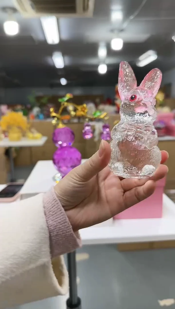 藤花间集水晶琉璃摆设     兔