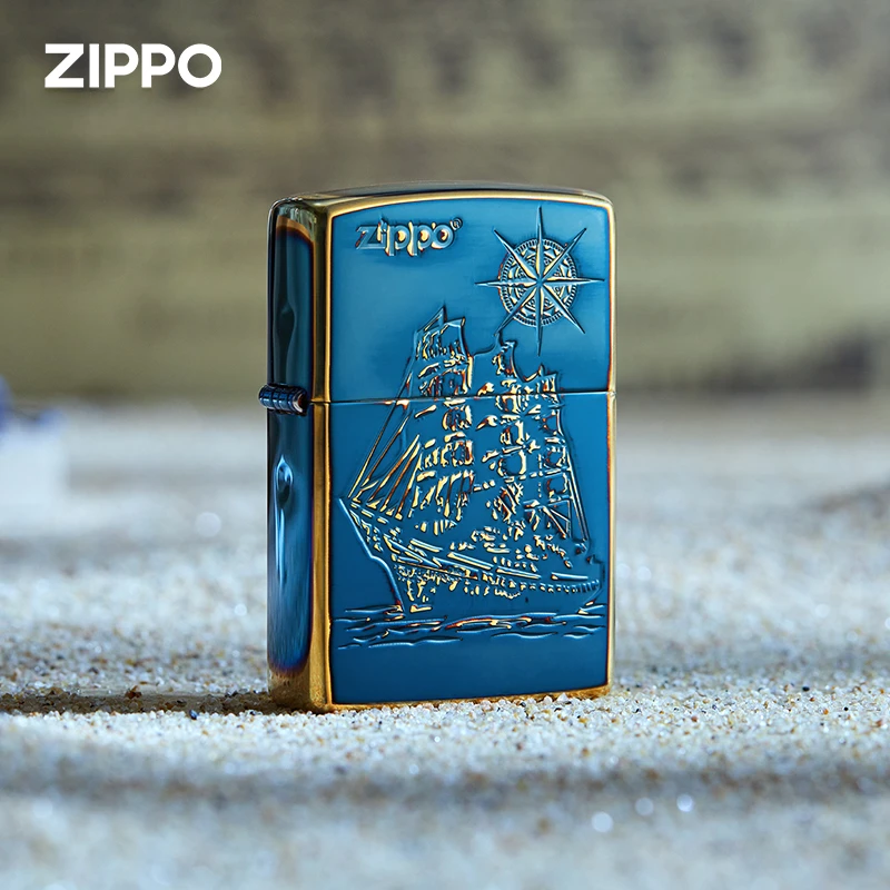 ZIPPO之宝一帆风顺熏金防风煤油打火机送客户生日礼物