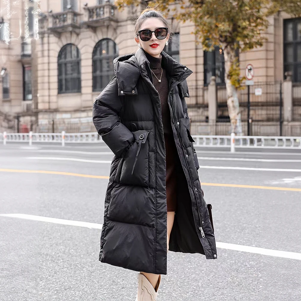 欧洲站高端大牌鹅绒服过膝长款加厚冬季外套