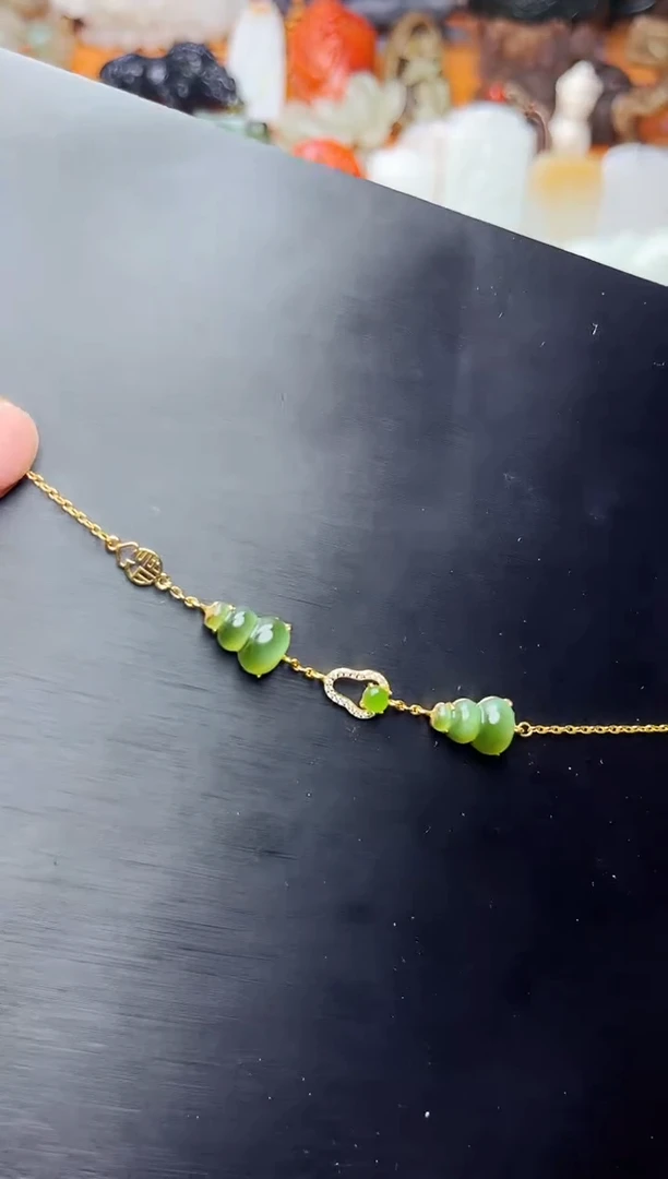 【闪购商品】和田玉手链银S925镶嵌葫芦