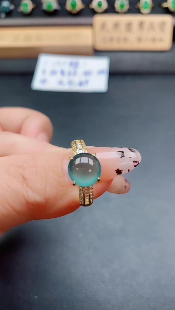 银S925镶嵌戒指翡翠1