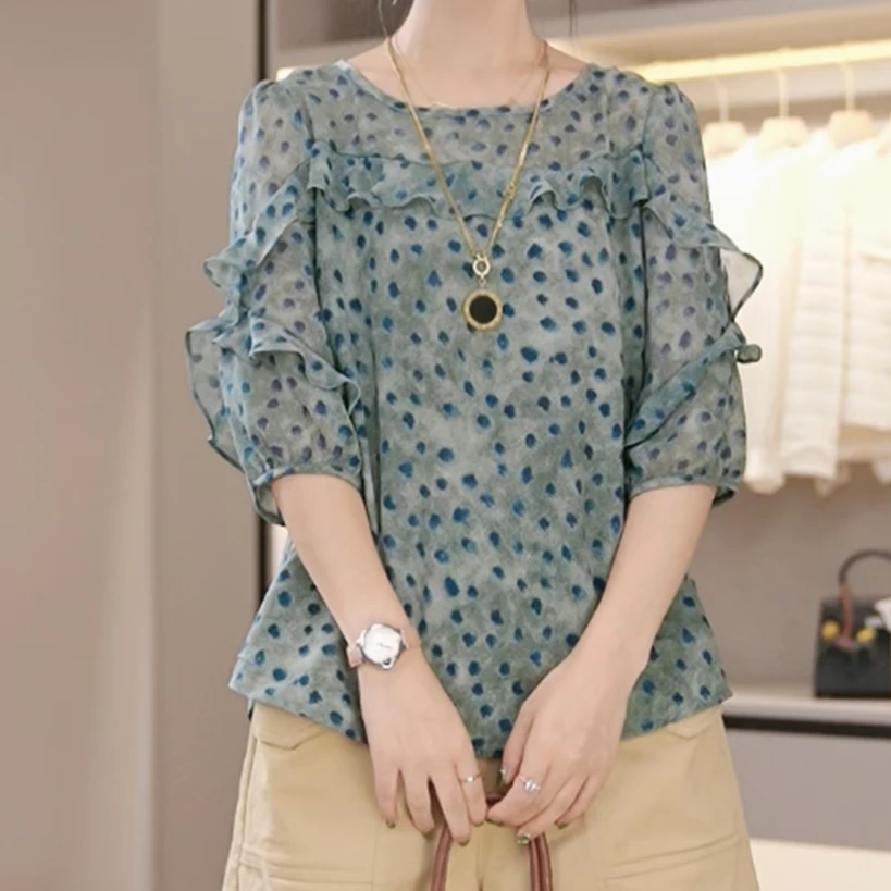 【青鸢雀翎】夏季新款上衣时尚洋气减龄显瘦衬衫女