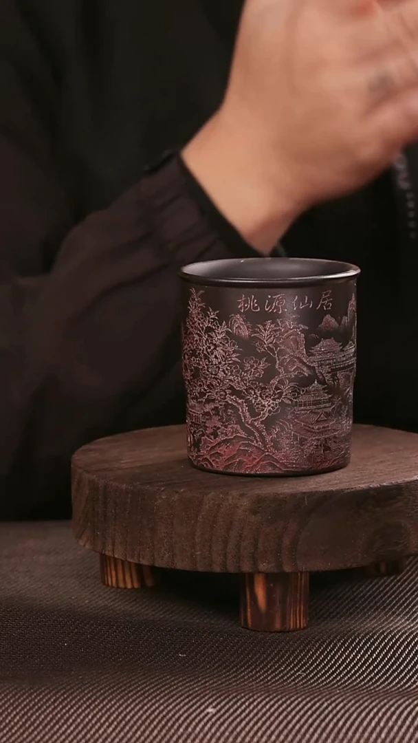 茶杯紫砂紫砂手工主人杯桃园仙居