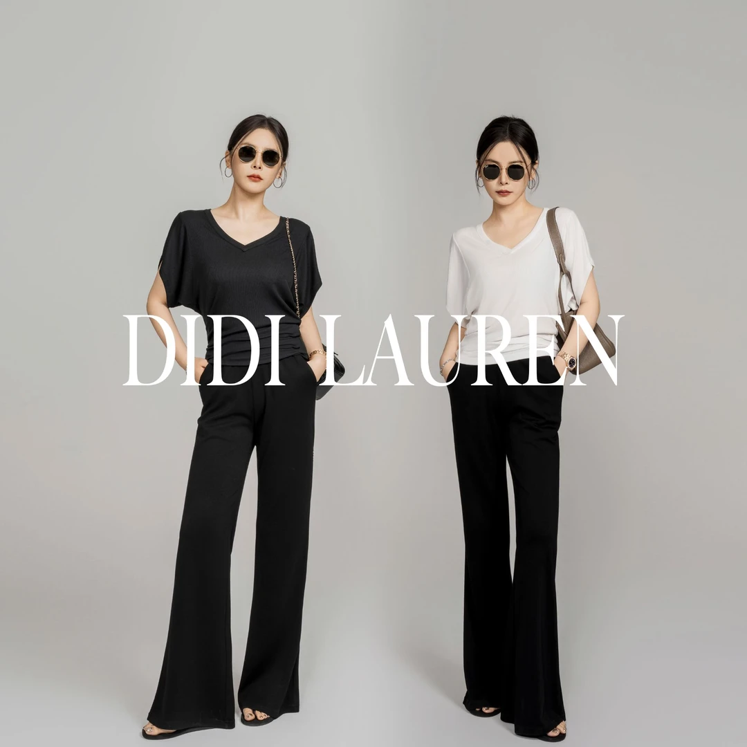 DIDI LAUREN“面膜T”韩系简约舒适感莫代尔V领半袖T恤