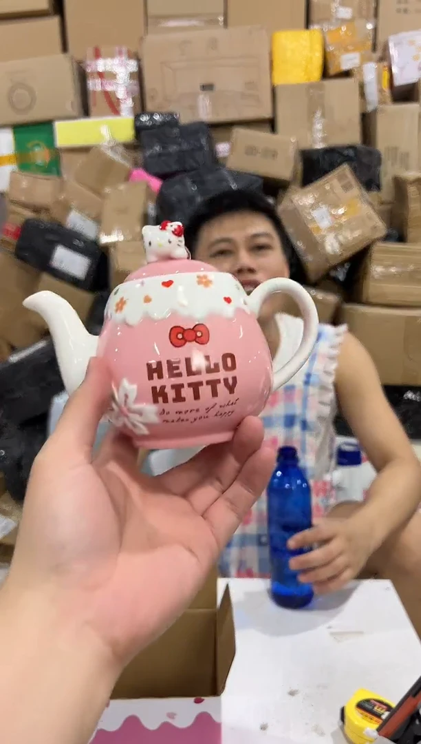 瓷片原盒kt猫樱花茶壶