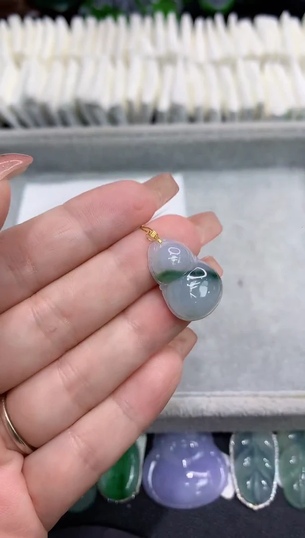 吊坠(不含链)18K金镶嵌翡翠11