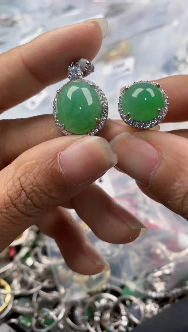 银S925镶嵌戒指翡翠999---10