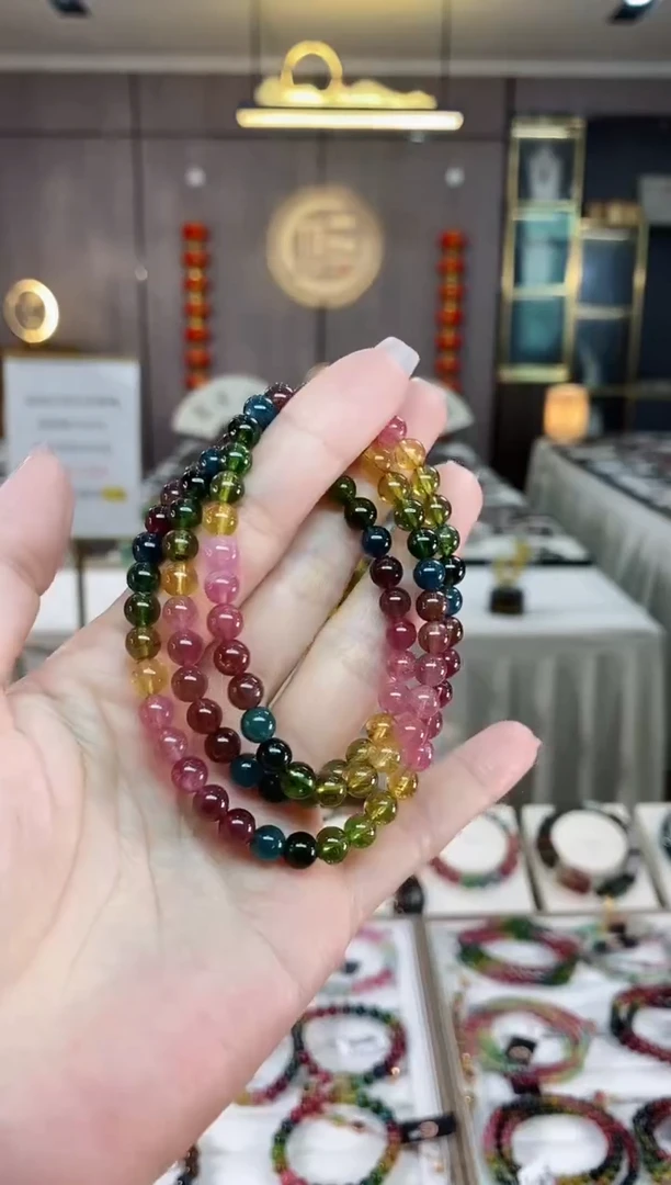 【闪购商品】碧玺三圈手串6mm+未镶嵌（多样性发一条）hon