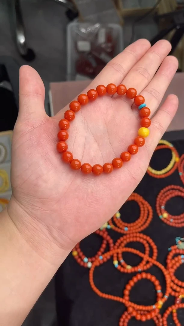 未镶嵌手串南红玛瑙南红单圈蜜蜡手串QF-A451（多样性发一）