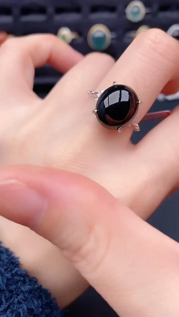 银S925镶嵌戒指翡翠天然a货翡翠505