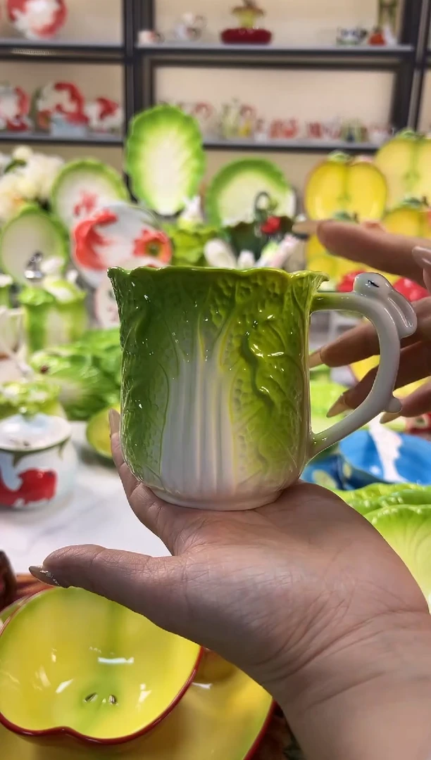 陶瓷白菜马克杯 350ml（今拍明天发货）