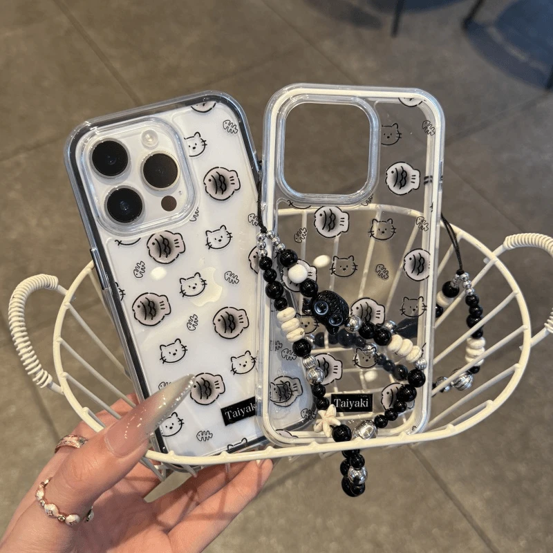 鲷鱼烧黑猫适用于iPhone16/15promax手机壳苹果14防摔13/12Promax