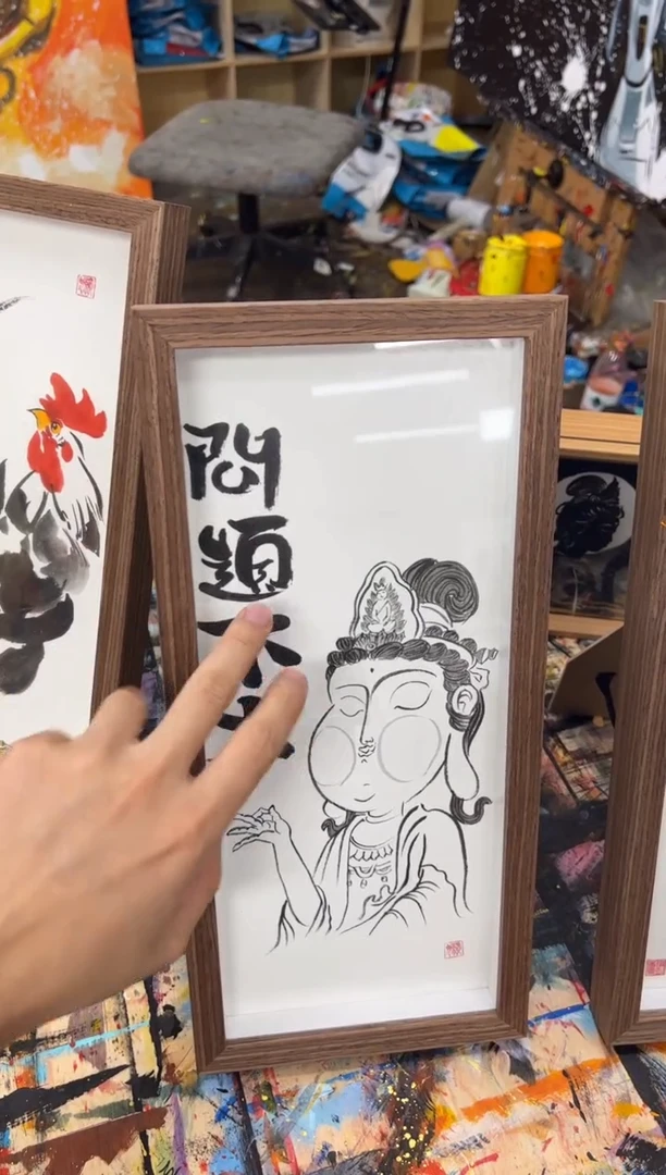 丙烯画懒洋洋问题不大摆台