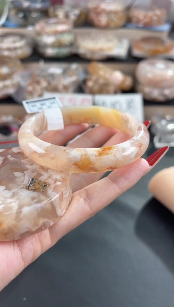 未镶嵌手镯石英质玉天然樱花手镯（镯心赠品不保证完美）59