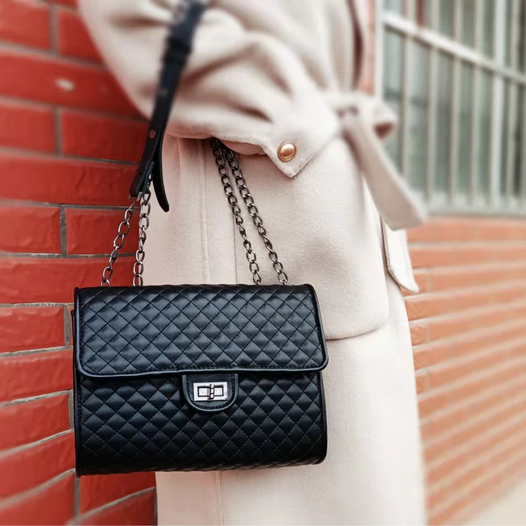 女包新款链条包斜挎包小香菱格包单肩包网红高级通勤百搭皮革包包
