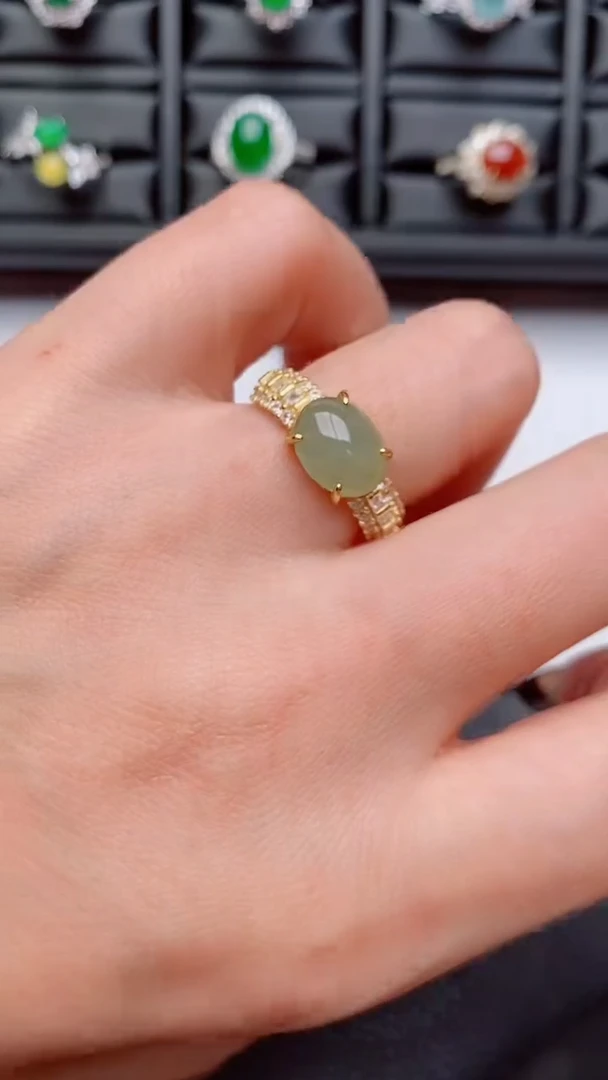 银S925镶嵌戒指翡翠...