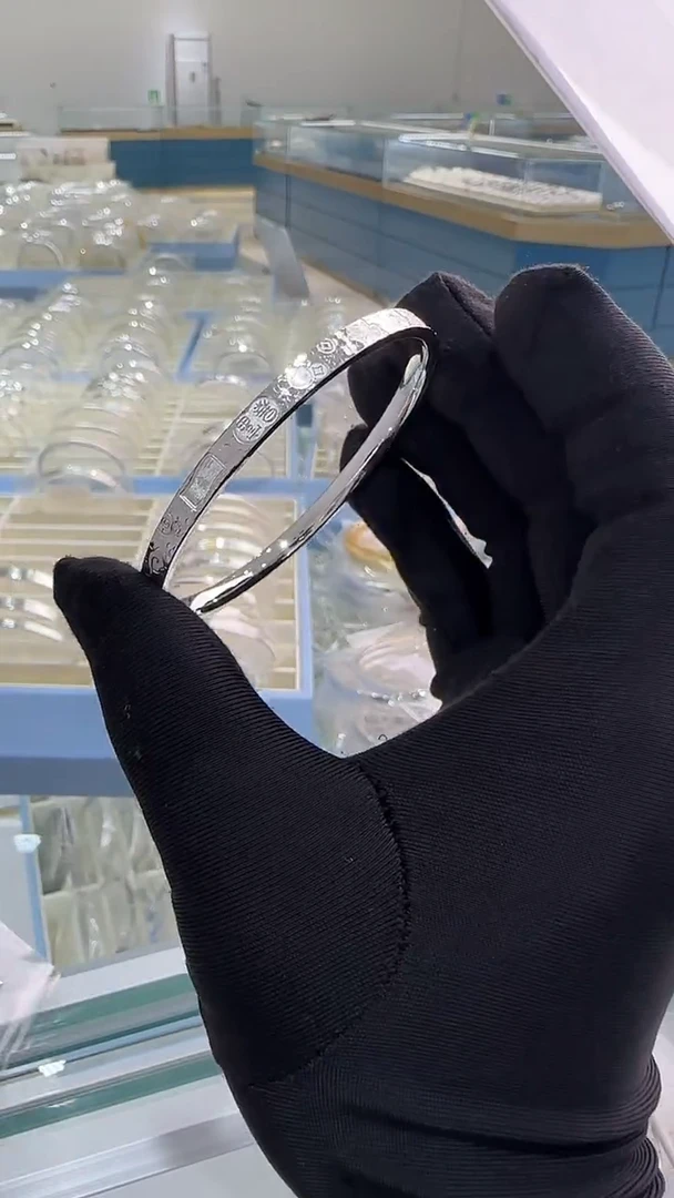 珐琅足银62圈马上有钱花手镯25.9