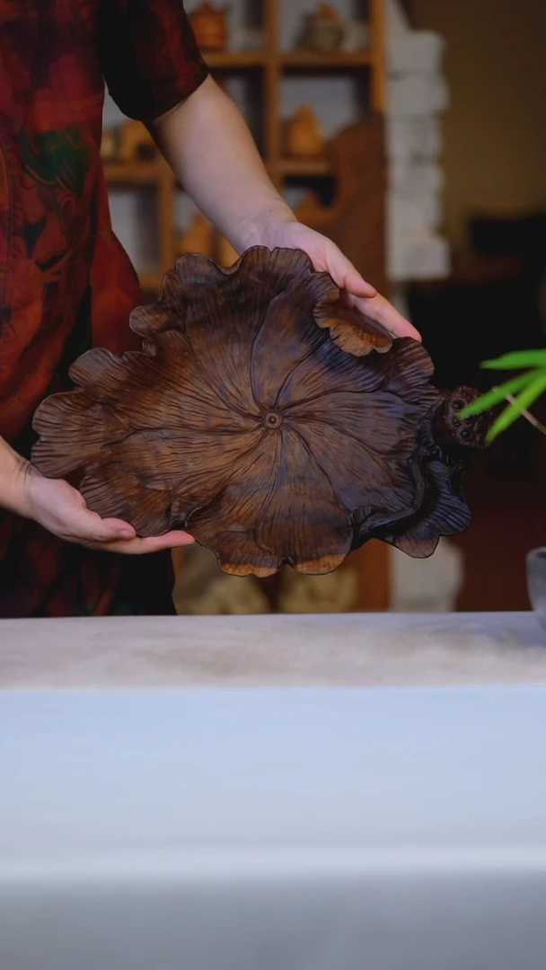 木金丝楠荷叶盘1879