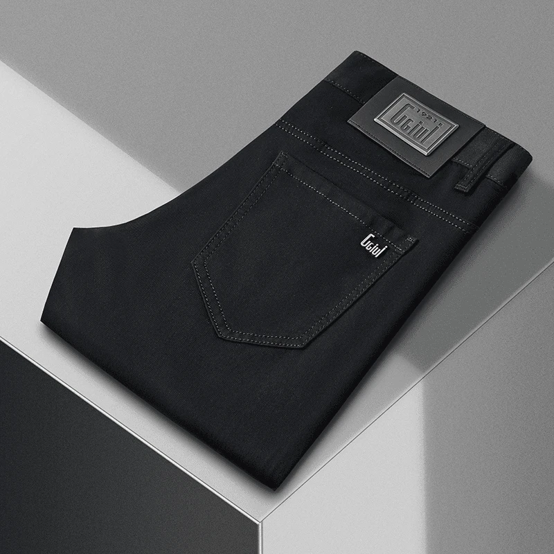【CGIUI】男士修身小直筒2025新款水洗黑色休闲弹力牛仔裤潮流百搭