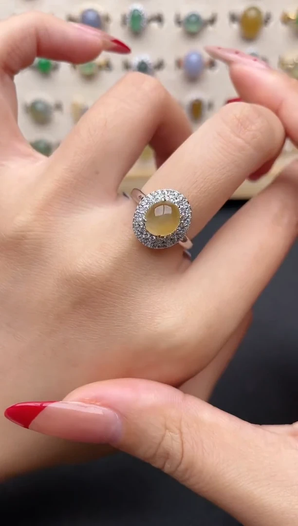 【闪购商品】翡翠戒指银S925镶嵌一物一证一礼盒