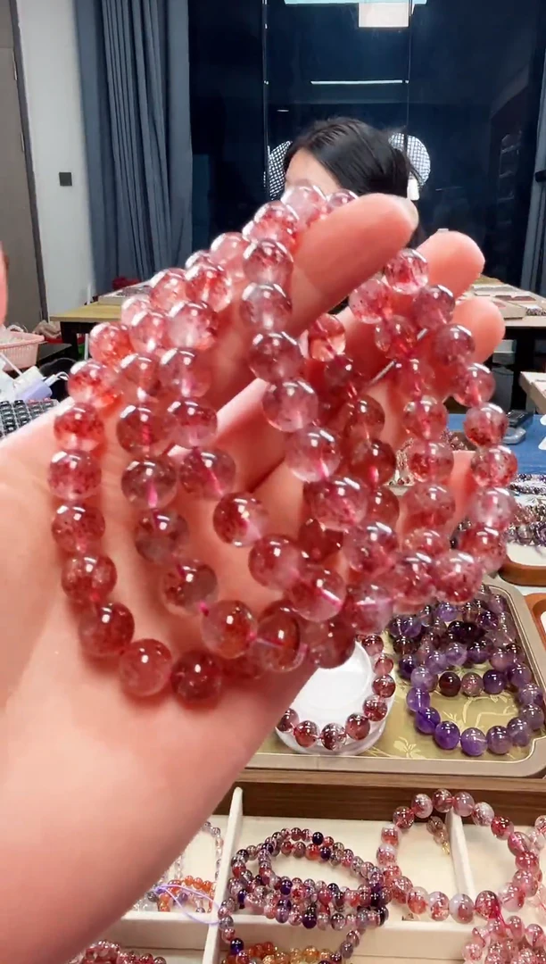 未镶嵌手串水晶金草莓超七单圈手串9mm【多样性发一】