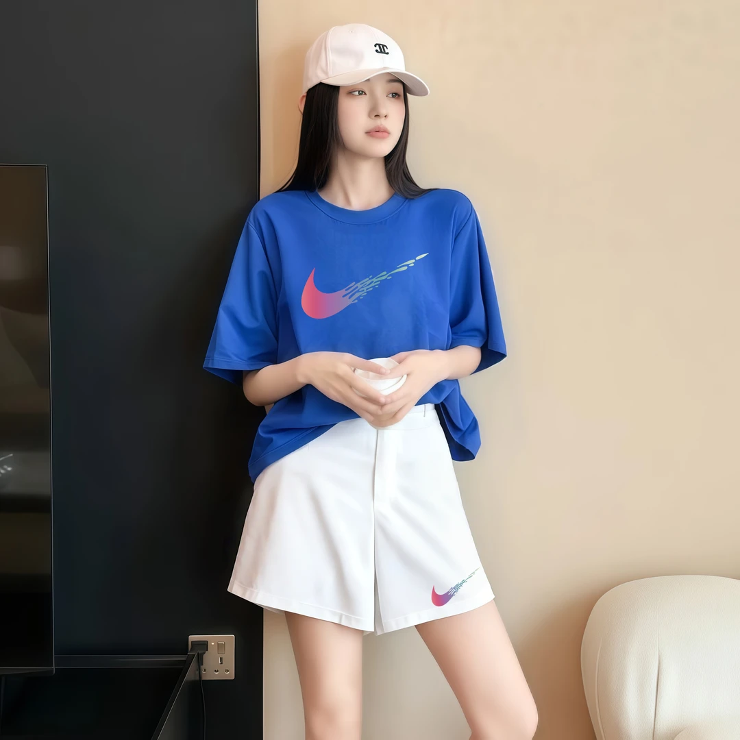 专卖店奥特莱斯官方正品小个子微胖短裤套装夏宽松显瘦两件套CNMR