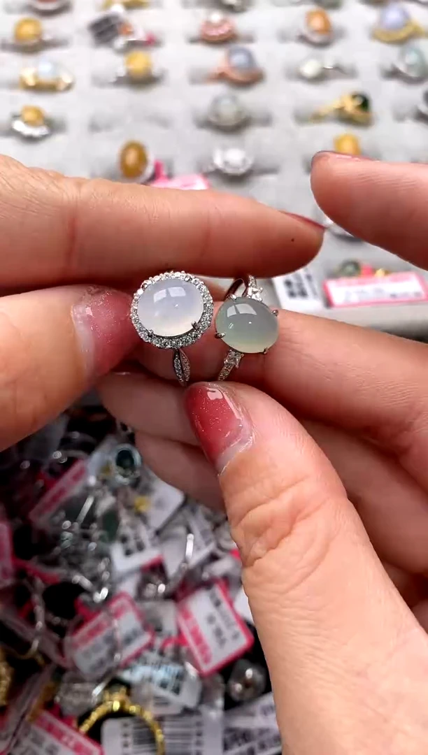 【闪购商品】翡翠戒指银S925镶嵌22222-1