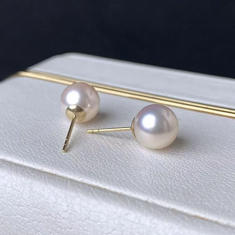 天然海水珍珠Akoya素钉耳钉S925银针精致空姐OL必备款气质百搭
