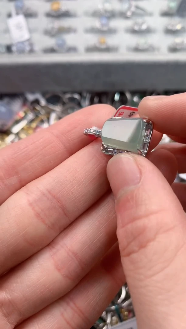 银S925镶嵌戒指翡翠1                           7