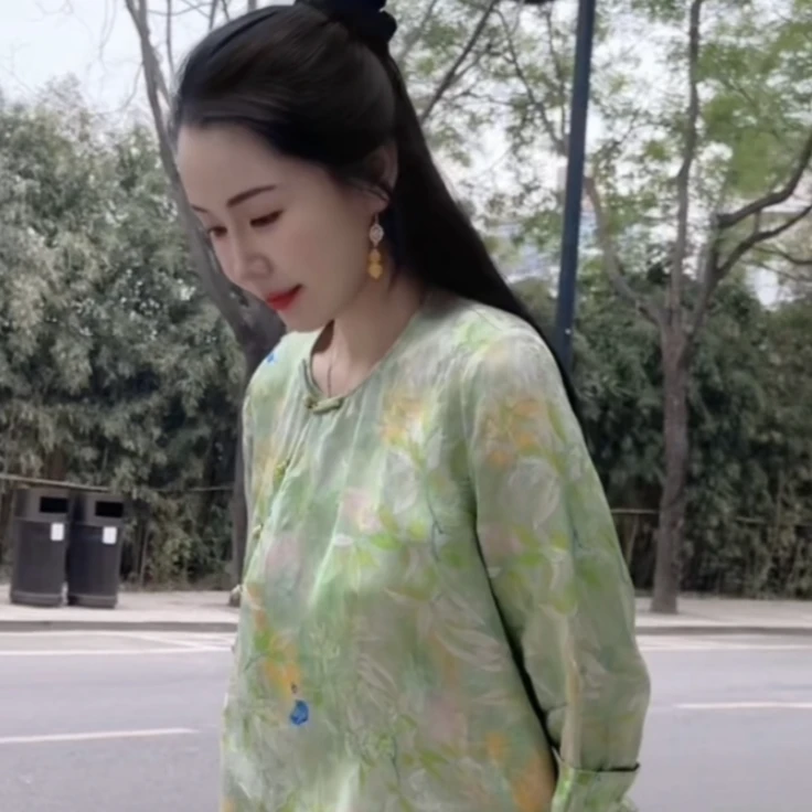 东方茉莉 芳华设计新中式复古提上衣国风圆领提花上衣FH-B015