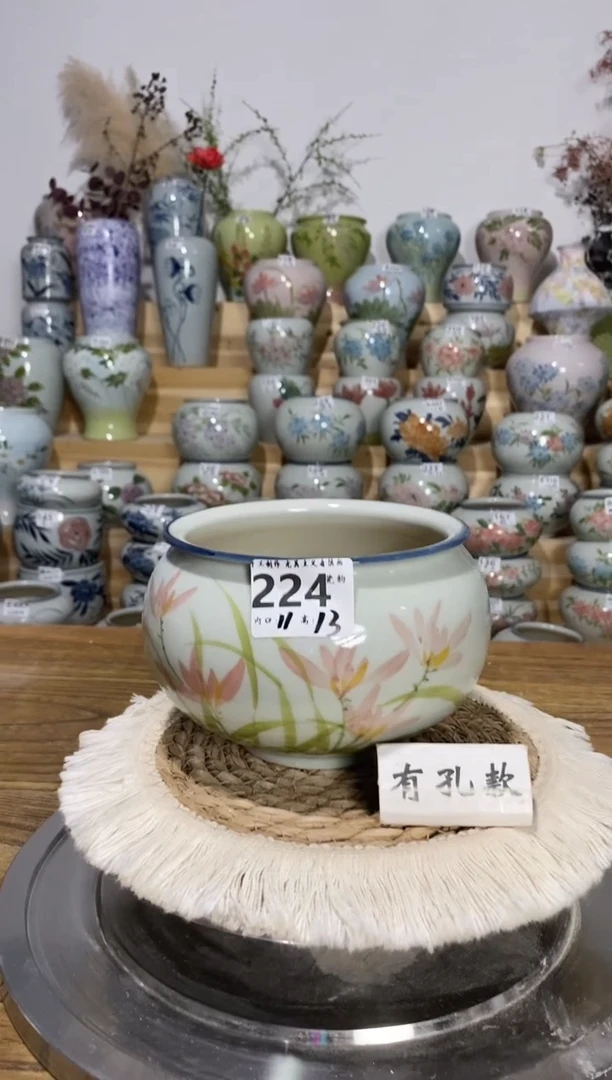 景德镇瓷韵手绘陶瓷花盆   224