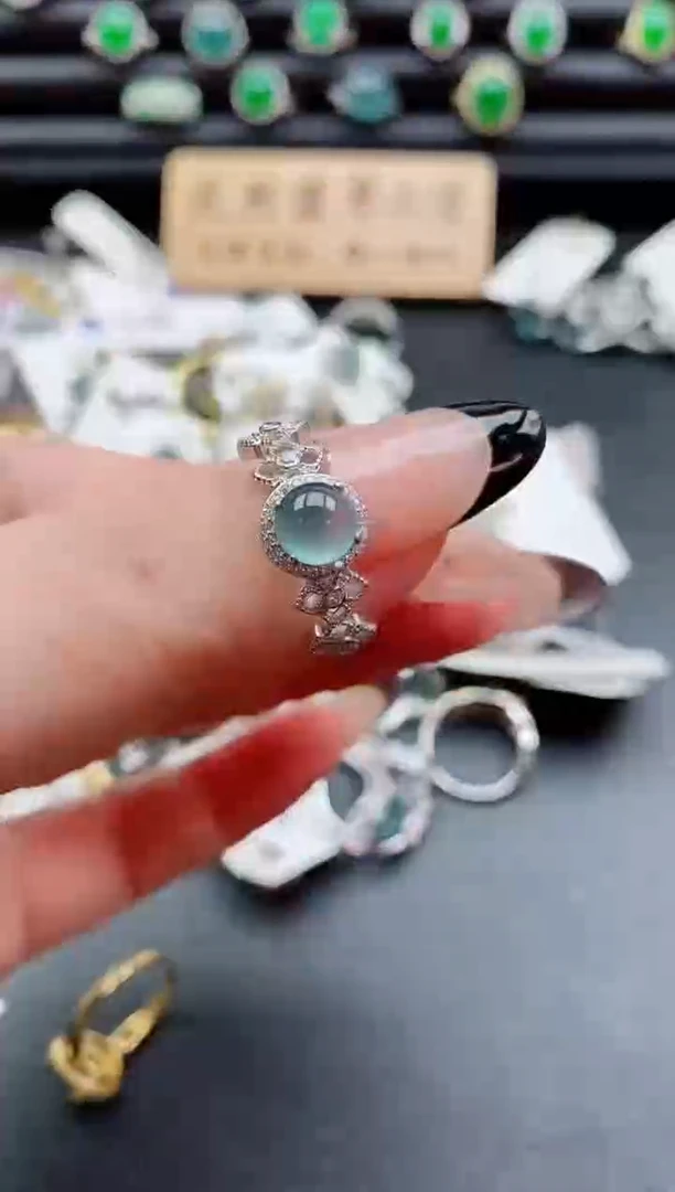 银S925镶嵌戒指翡翠1