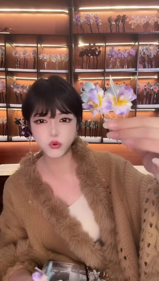 合金无181微瑕 非遗绒花 小u钗一对
