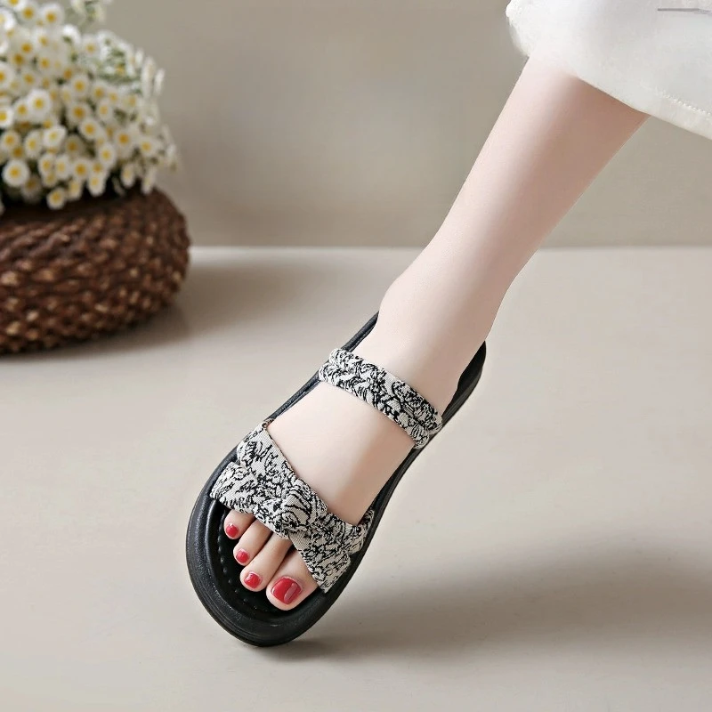 梦孜百丽凉拖鞋女款夏季2025外穿厚软底孕妇防滑一字托百搭凉鞋子