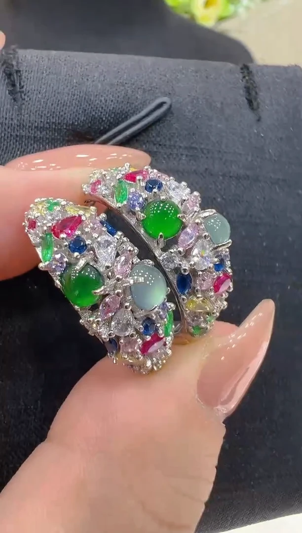 银S925镶嵌翡翠耳饰多样性团购发一件