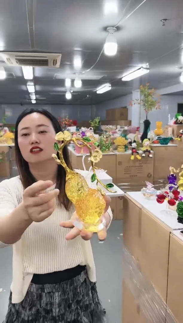 金沃水晶琉璃摆件   花生