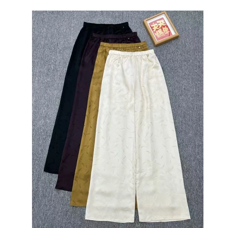 276199复古高腰提花国风夏季新中式直筒裤