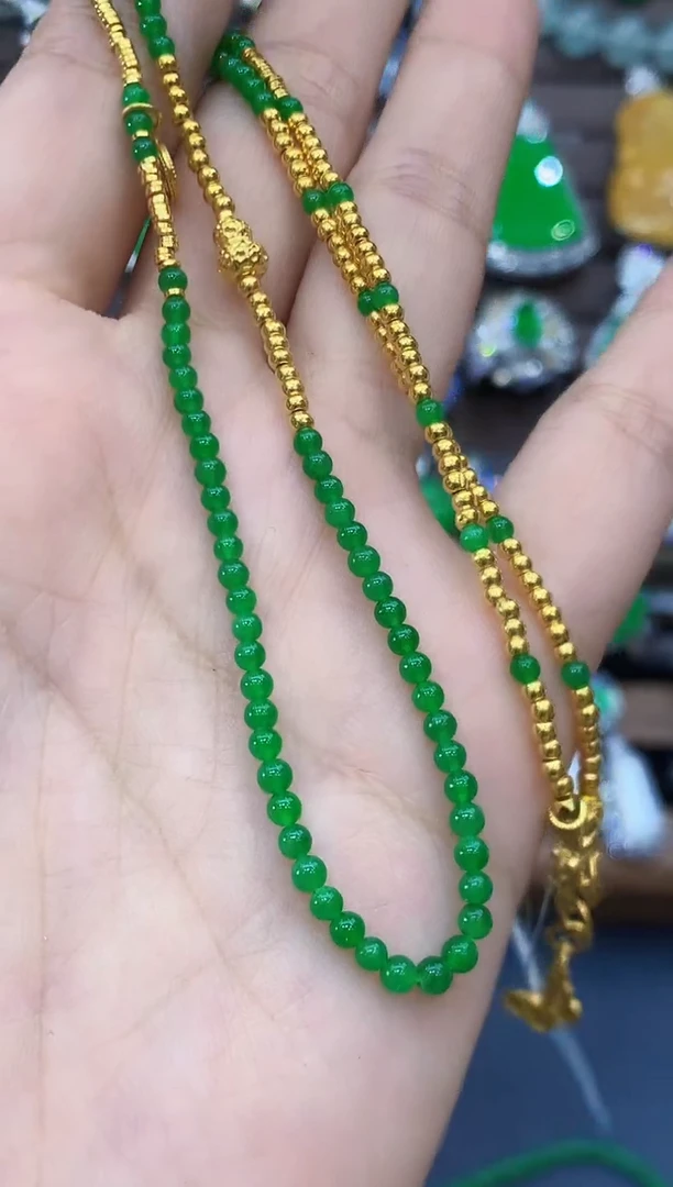 项链足金镶嵌翡翠C90