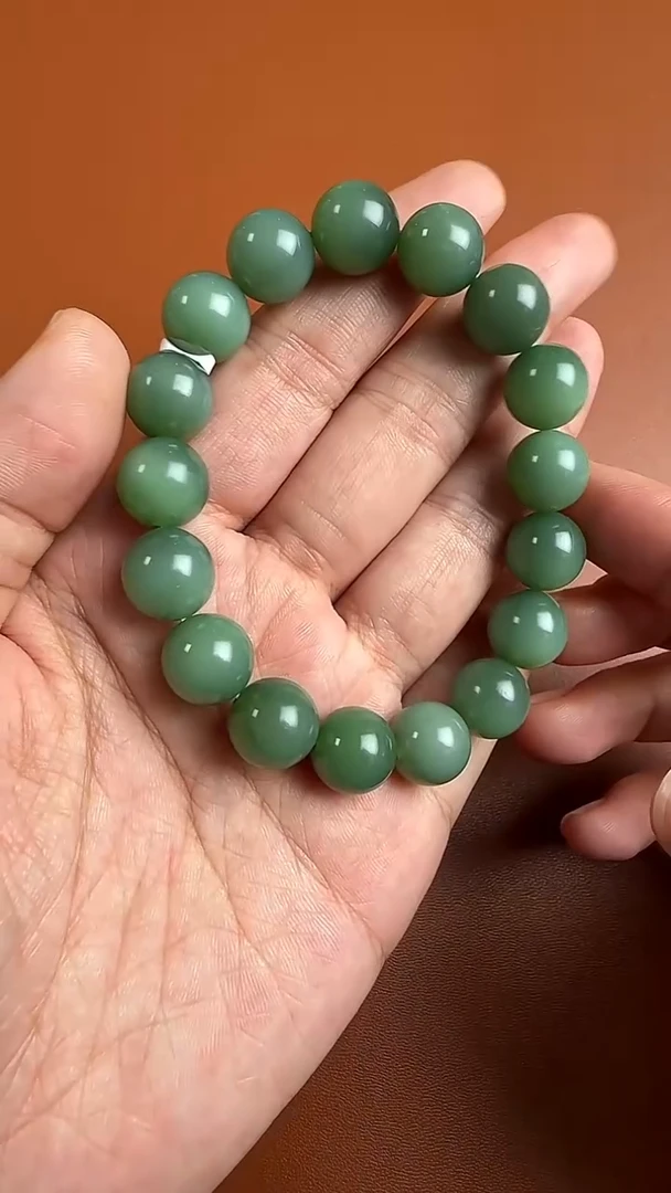 未镶嵌手链和田玉12mm碧玉猫眼手串