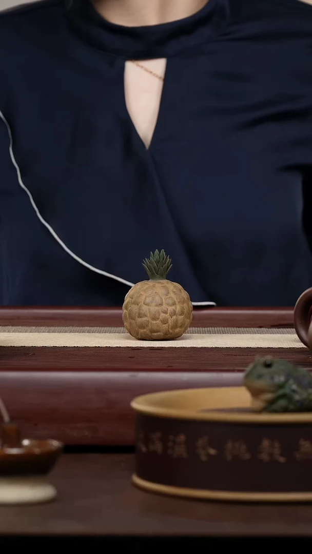 茶壶紫砂n***o菠萝茶宠摆件紫砂