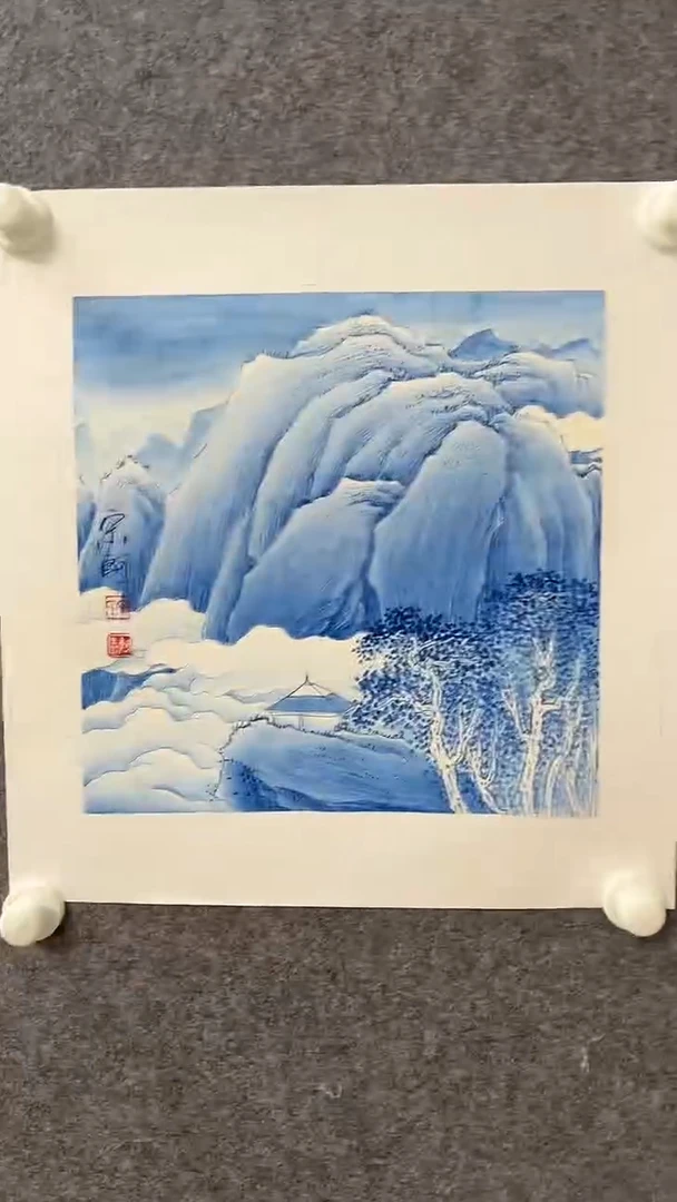 国画宋轲-1平尺-工笔青花山水-《又见青花》
