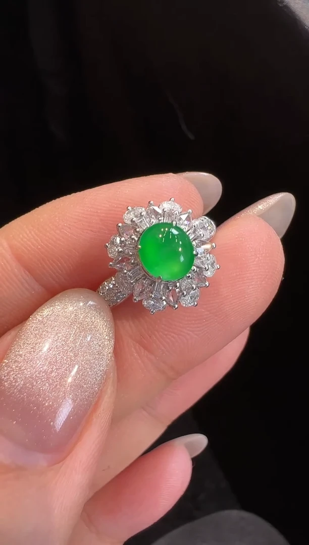 【闪购商品】翡翠戒指18K金镶嵌戒指