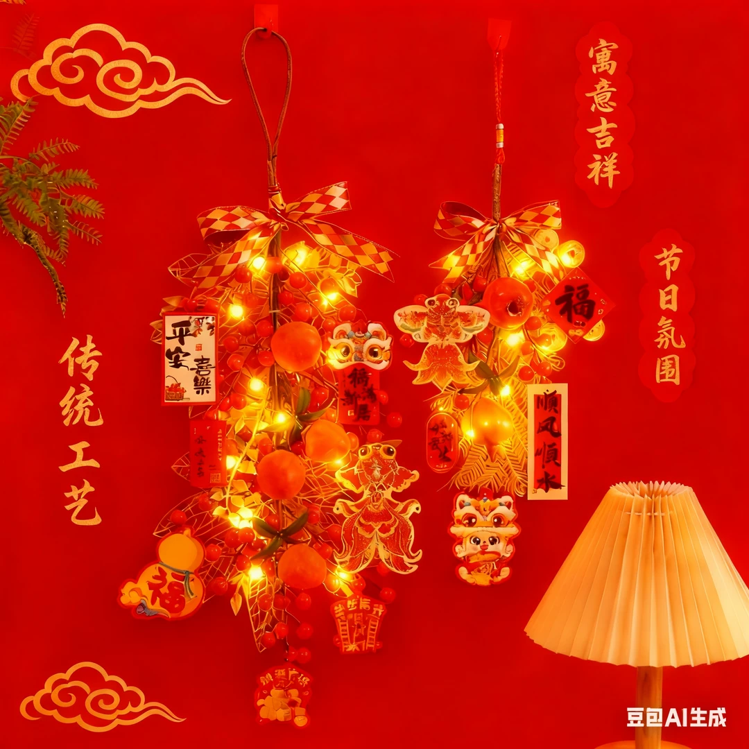 乔迁之喜装饰入户大门挂件柿柿如意红果挂串柿子挂饰新居氛围布置